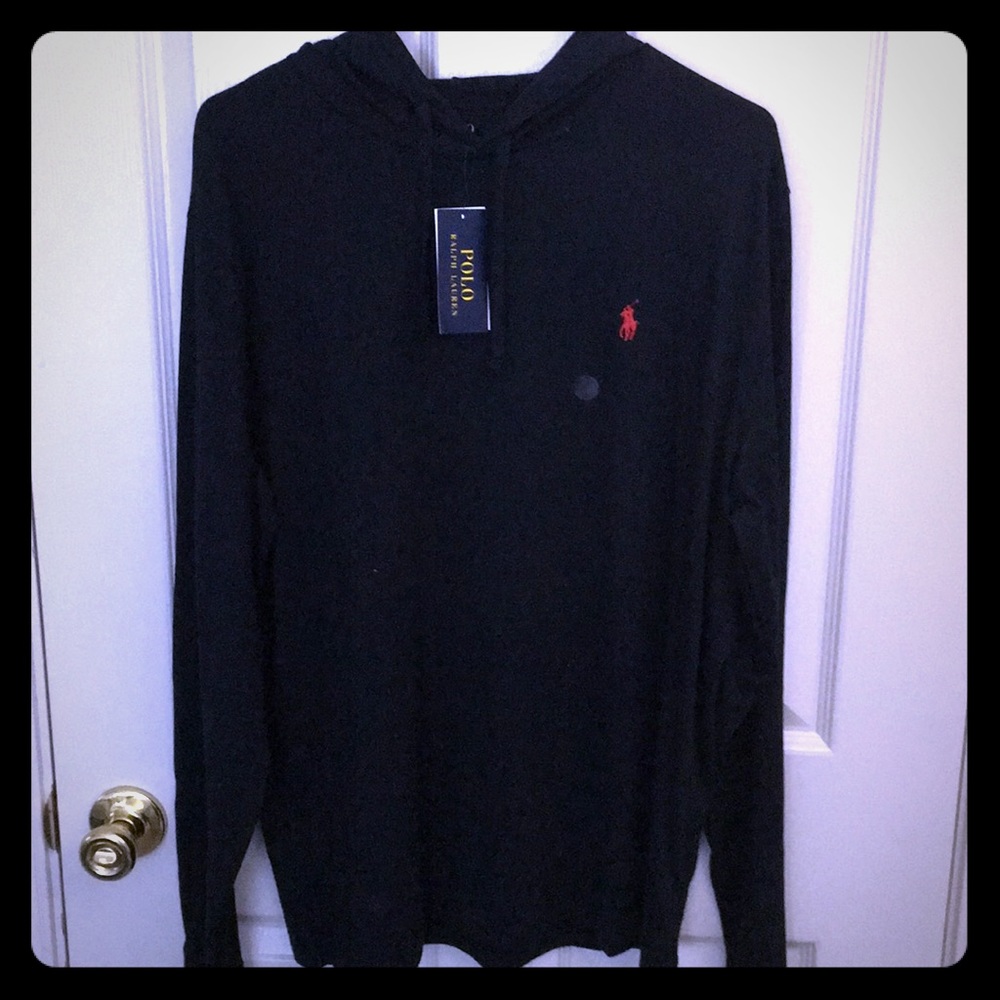 A polo hooded sweatshirt